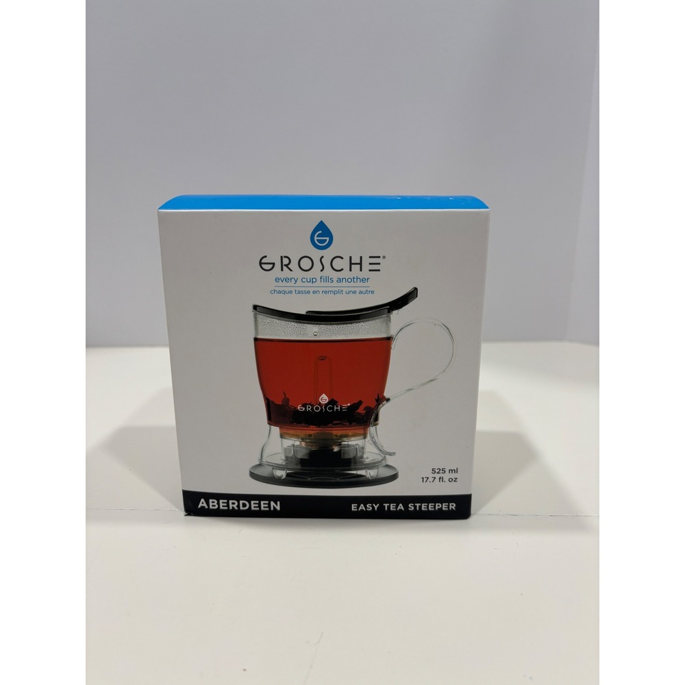 Grosche Aberdeen Easy Tea Steeper 17.7oz Bottom Dispensing Infuser Tritan Black